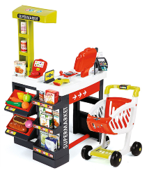 Игровой супермаркет с тележкой Smoby Supermarket Red, свет, звук